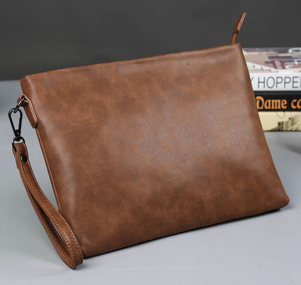 Men PU Coffee Large Capacity Business Long Clutch Bag