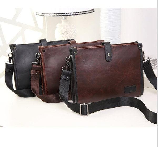 DHL 50pcs Satchel Bag Men PU Casual Cross Shaped Long Square Business Cross body Bag 3colors