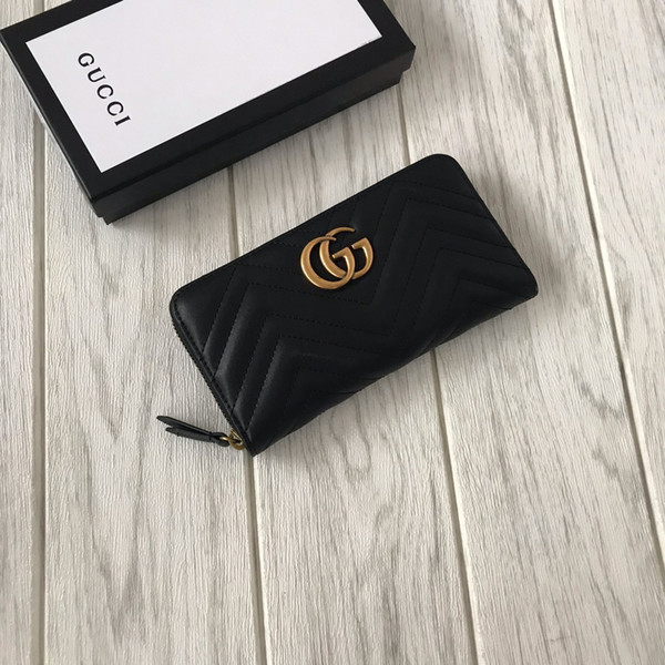 Designer wallet luxury brand wallet ladies classic zipper wallet with soft suede cowhide leather Size: 19*6*3cm 443123