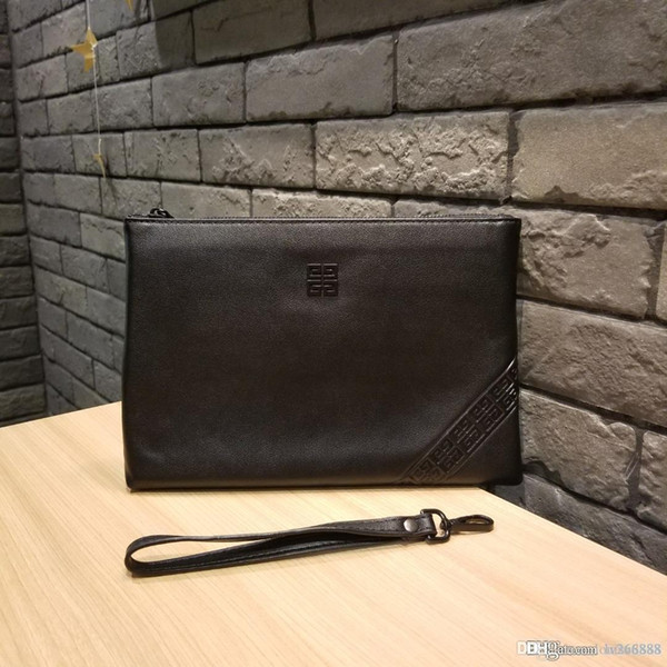 New high quality men's clutch bag fashion high-end leather bag men's business casual designer bag black number: 066-39.