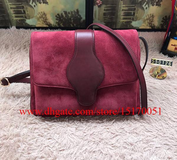 brand new genuine shoulder bag famous designer suede leather bag high quality satchel 550126