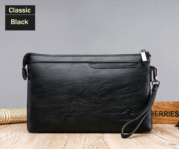 wholesale pop men's hand ladle simple fashion British style handbag casual zipper business PU leather handbag mailer evening bag purse