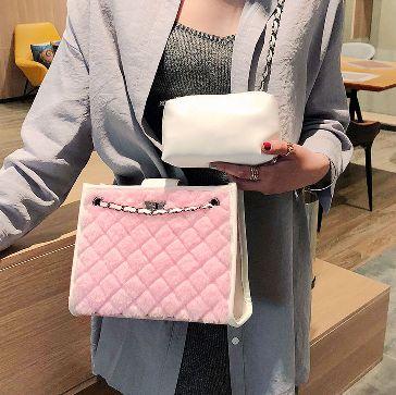 2018 new women handbag fashion lingge chain bag fashion plush single shoulder bag autumn and winter all-matching crossbody bag