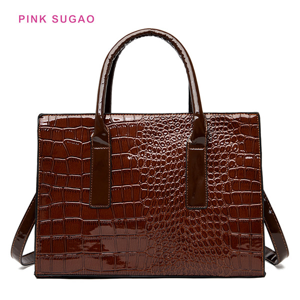 Pink sugao designer tote bag shoulder bag women handbags alligator large purse new fashion lady shoulder handbags pu leather