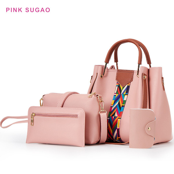 Pink sugao women shoulder bags brand tote bag designer handbag 4pcs/set crossbody bags purse lady shopping bags high pu leather handbags