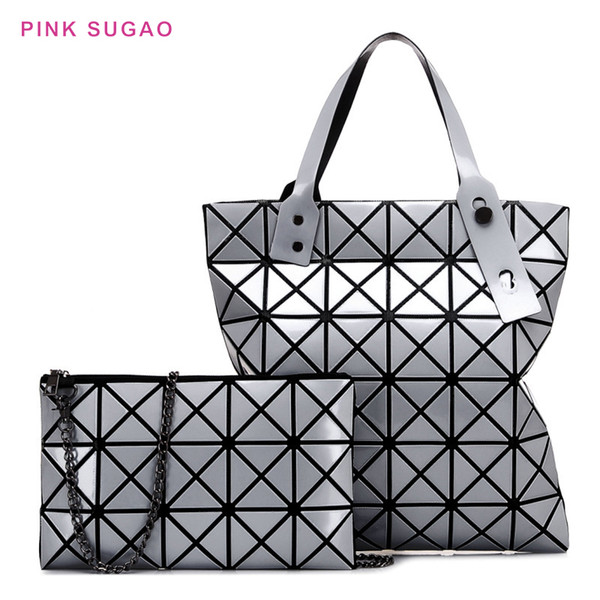 Pink sugao women shoulder handbags designer tote bag purse new fashion lady handbag geometric rhombus stitching handbag 2pcs/set purse BHP