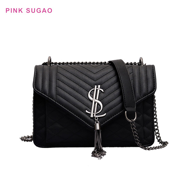 Pink sugao women brand shoulder bags crossbody handbag designer messenger bag lattice lady chain bag shopping bags pu leather