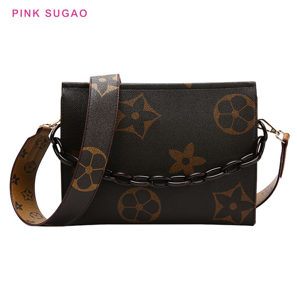 Pink sugao new fashion shoulder bag women crossbody bags designer purse flower printed shoulder bag pu leather hot sales lady bag