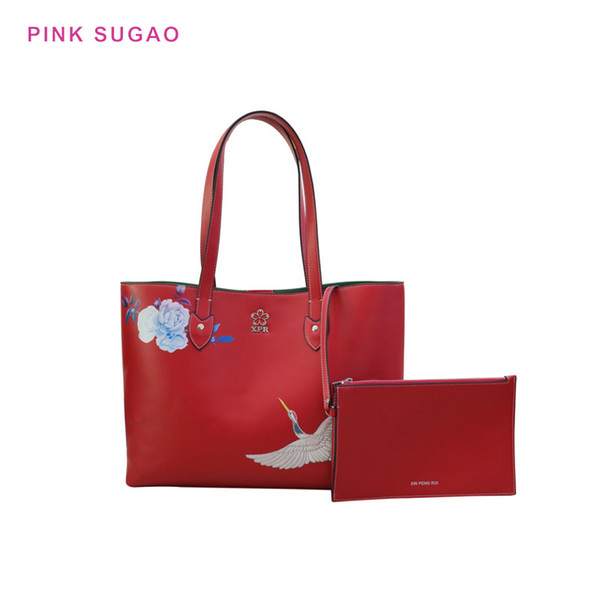 Pink sugao designer handbag women shoulde handbag new styles tote bag flower embroidery handbag BHP casual pu leather handbags