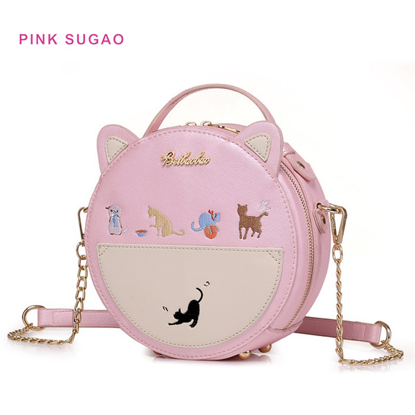 Pink sugao designer handbags new style women shoulder bag cute crossbody bags flower-printed purses and handbag pu leather wholesales