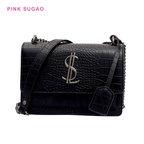 Pink sugao women chain bags designer shoulder bags hot sales pu leather crossbody bag messenger bag lady purses phone bag high quality