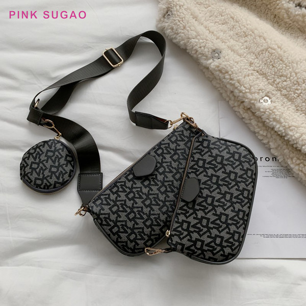 Pink sugao women crossbody bag designer shoulder bags 3pcs/set handbag new fashion purses letter printed shoulder handbag pu leather