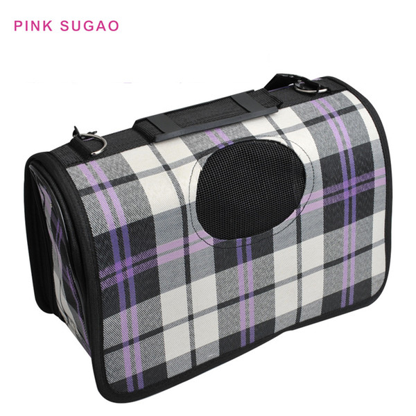 Pink Sugao breathable dog bag cat bags folding pet bag out portable shoulder bag three sizes pet bags canvas materail