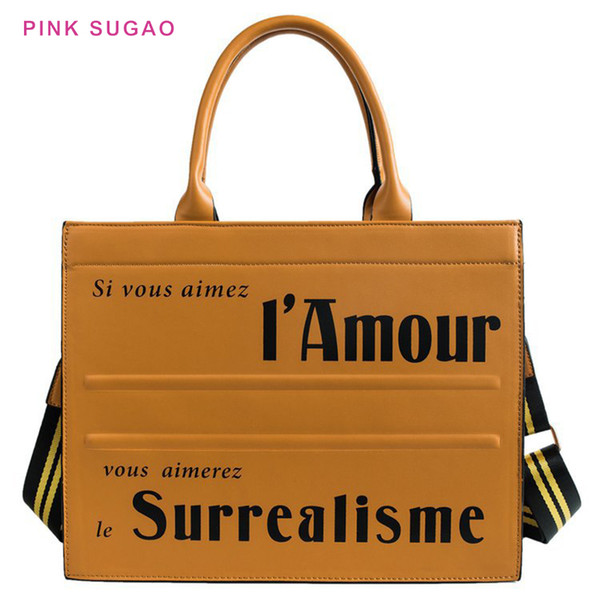 Pink Sugao new fashion tote bag women handbag purses designer shoulder bag new styles crossbody bags letter printed pu leather handbag