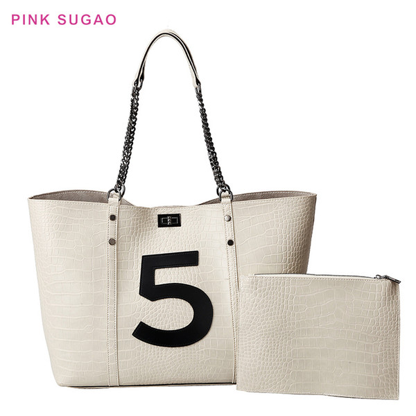 Pink Sugao new fashion shoulder bags 2pcs/set large tote bags women designer chain bag new styles composite bag tote bag pu leather