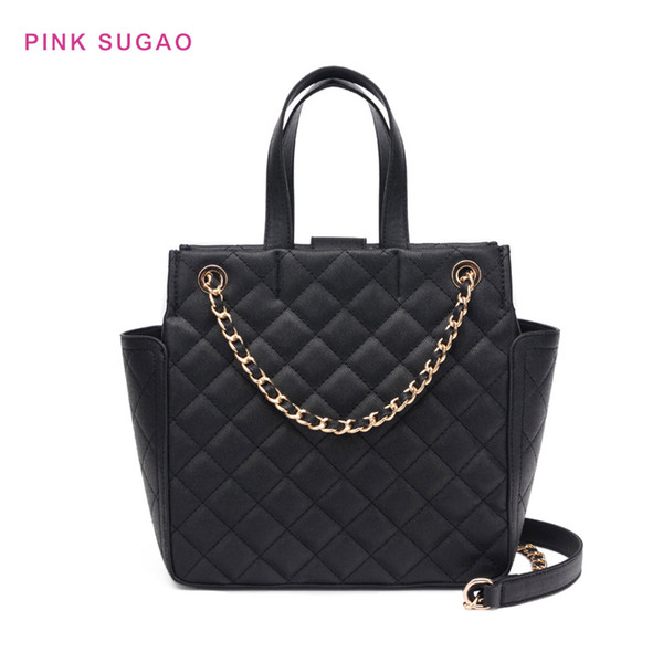 Pink Sugao women tote bags designer handbag new fashion chain bag lattice shoulder bag crossbody handbag lady casual shopping bag