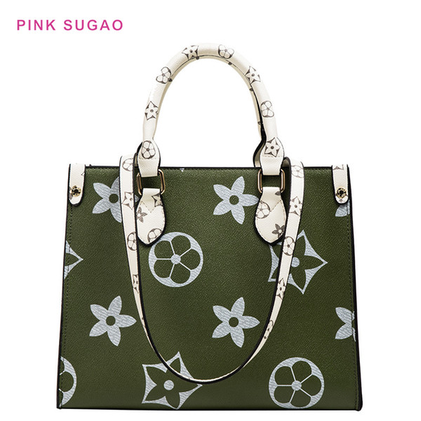 Pink sugao designer handbags purse women tote bag flower printed shoulder handbag new fashion lady large capacity bags shopping bag BHP