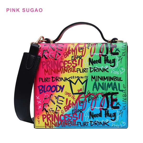 Pink sugao designer crossbody bag women messenger bag 2022new fashion purse BRW graffiti ribbon lady phone bags shoulder bag