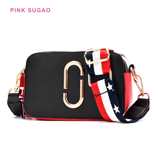 Pink Sugao camera designer shoulder bag women crossbody bags hit color small square bag handbag new fashion pu leather messenger bag