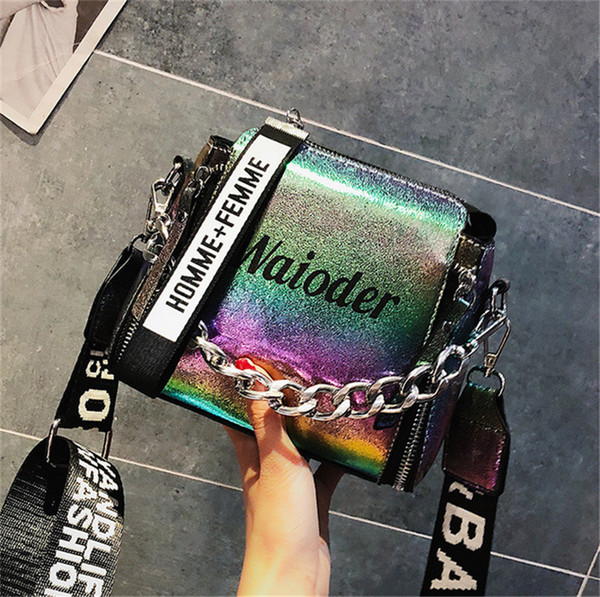 Fashion Popular Shoulder Bag Shoulder Lady Luminous Geometric Holographic Cross Body Bags Women