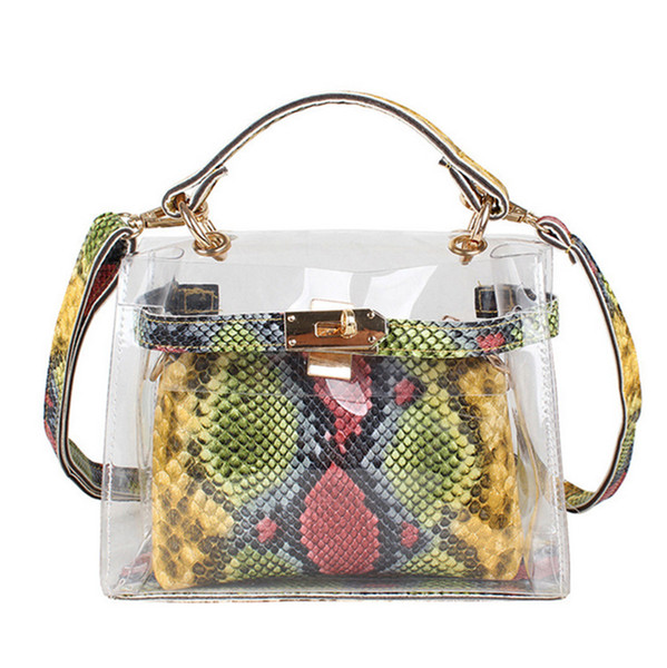 Women's Bag PVC Lady Messenger Bag Wild Colorful Snake Bag