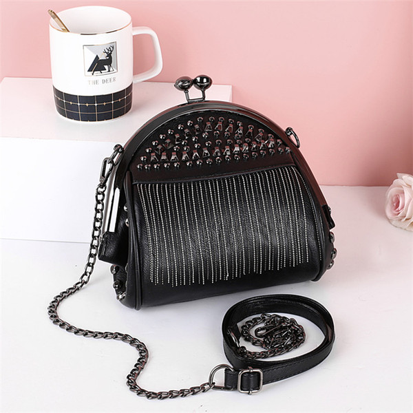 PU Leather Small Shoulder Messenger Bags For Women 2020 Chain Rivet Lock Crossbody Bag Female Travel Mini Bags