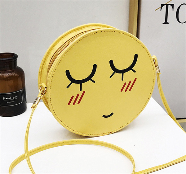 Cute Girl Messenger Bag Wholesale Hot Cartoon Shoulder Bag Small Round Bag With Smiley Face