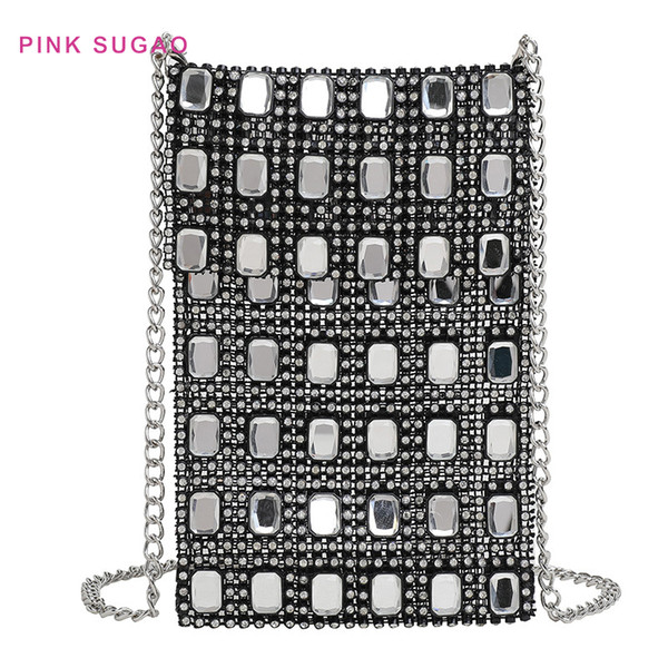 Pink sugao mini bag designer shoulder bags women new fashion 2022BHP purses bling flash rhinestone mobile phone bag cross chain bags