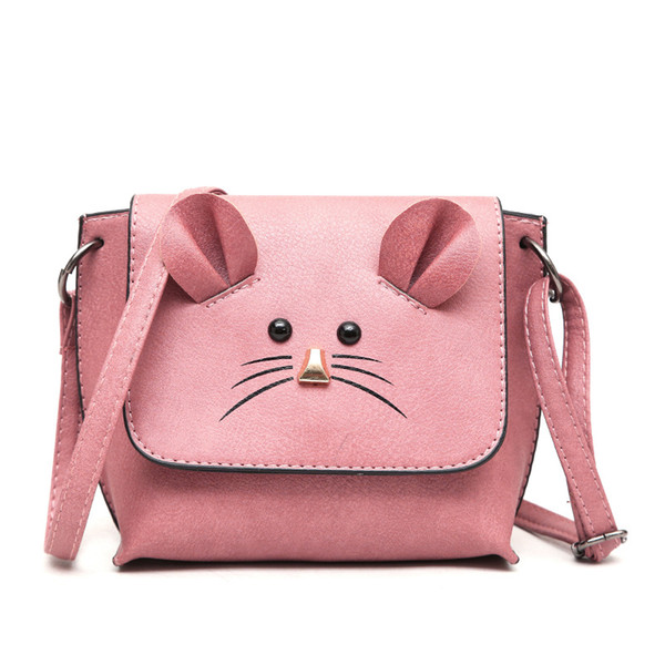 The new small square bag trend high school girl bags lady mouse shoulder bag black pink green gray brown