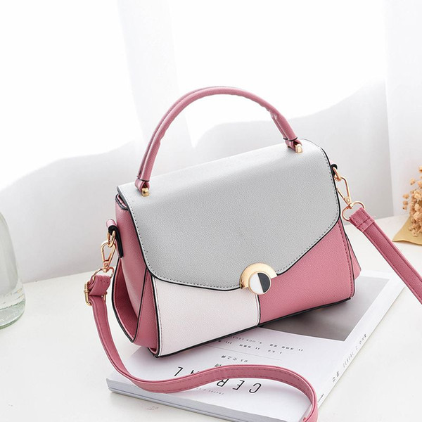 New pu lady handbag large capacity European and American fashion color matching women bag mini shoulder bag wholesale