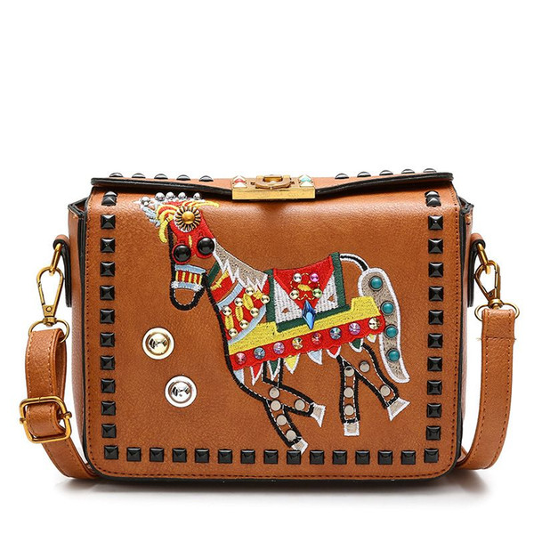 Fashionable small bag female to go up new color embroider small square to wrap winter take a shoulder bag