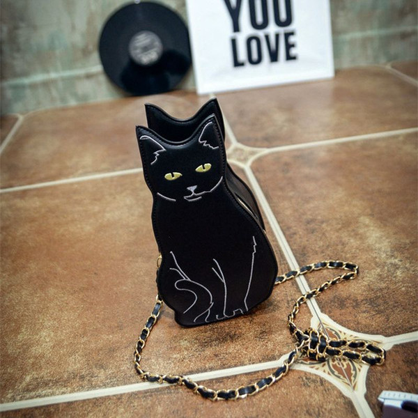 New style kitten Street beat Ladies' bag Fashion and personality Chain single shoulder bag Aslant female bag