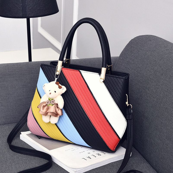 Women's bag new female han version stereotypes sweet fashion women bag slanting shoulder bag Chromatic stripe