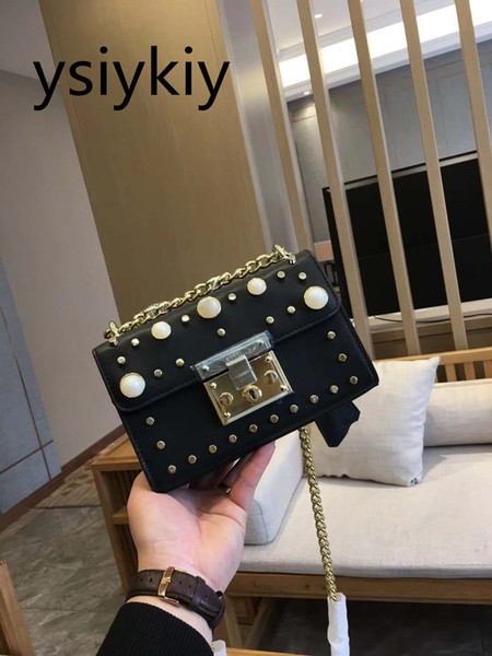 freeship Ysiykiy bolsa feminina luxury handbags with Pearl rivet Quality stlye famous brand Most popul luxury women small bags girl bag