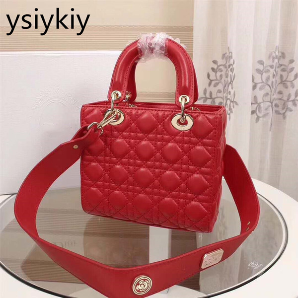 Ysiykiy New bolsa feminina Versatile Socialite Style Shoulder Bags for Women Genuine Leather 100% sheepskin Edge lattice Lady Shoulder Bags