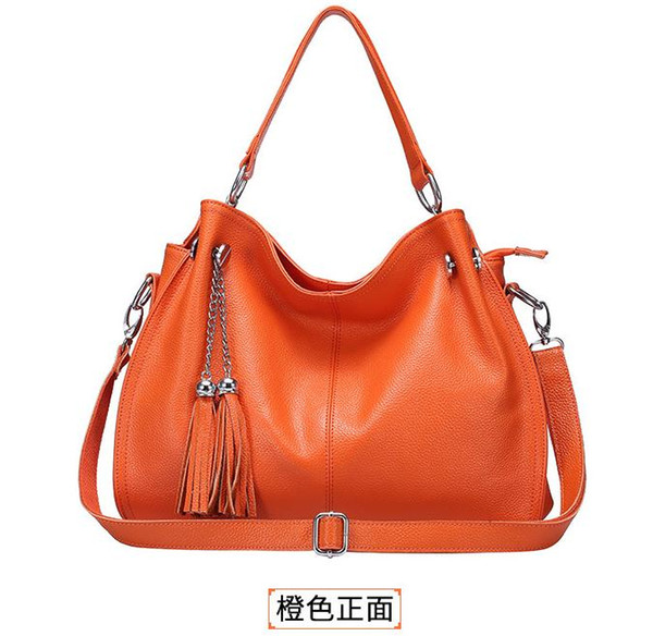 Spring and Summer 2019 New Cowhide Guangzhou Women's Bag Leisure Fried Cowhide Bag Hand-held Bill of Ladies Bag with Slanting Shoulder