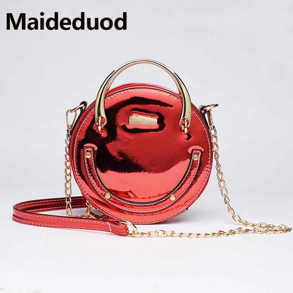 New Hot Sale Women PU Leather Circular Shoulder Handbag Round Hard Messenger Bags Lady's Purse Fashion Mini Zipper Bags