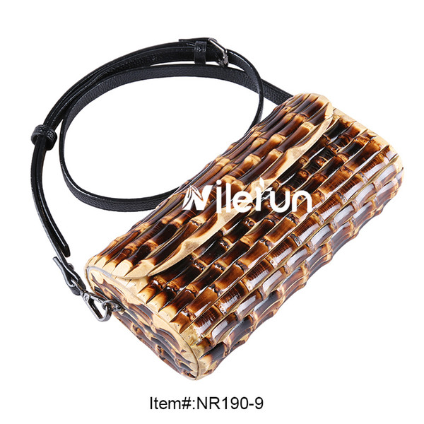 Nilerun brand adjustable bamboo root bamboo rhizome shoulder bag evening bag straw tote beach bag crocheted handbag