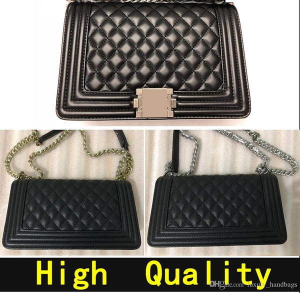 BOY bag Lamskin Caviar Square Designer Handbags high quality Luxury Handbags Lozenge Retro Gold Silver Leather Chain Shoulder Bags 696805