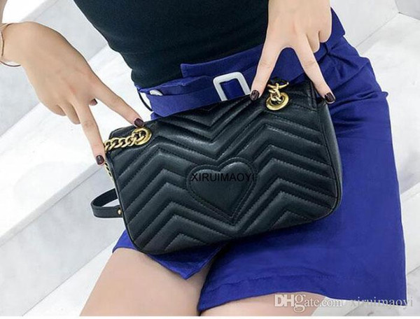 Women shoulder bags women chain bags crossbody bag fashion 27CM Black leather handbags female purse bag free shipping