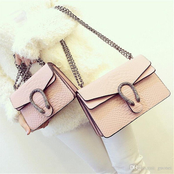 2019 New Designer Handbags snake leather embossed fashion Women bag chain Crossbody Bag Brand Designer Messenger Bag sac a main