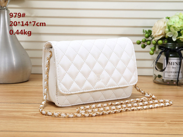 979 Designer women shoulder bag high quality pu leather fashion new hot famous plaid girl's fashion hot handbag chains 05