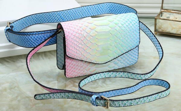 Free Shipping 2019 New Vogue design Women's Serpentine Leather Handbags Handbag Shoulder Bag Waist Bag Multipurpose Bag Purse