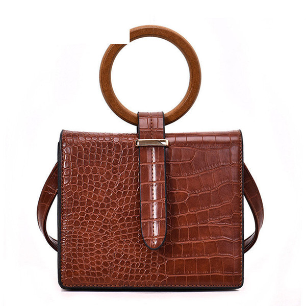 Fashion Stone Pattern Personality Wooden Hand Small Square Bag Ladies Handbag New High Quality Casual Shoulder Messenger Bag