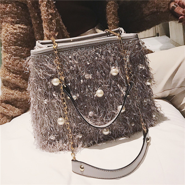 Messenger Soft Faux Fur Bag Small Fashion Women Fur Tote Bag Warm Plush Handbag Ladies Crossbody Shoulder Bag 2019