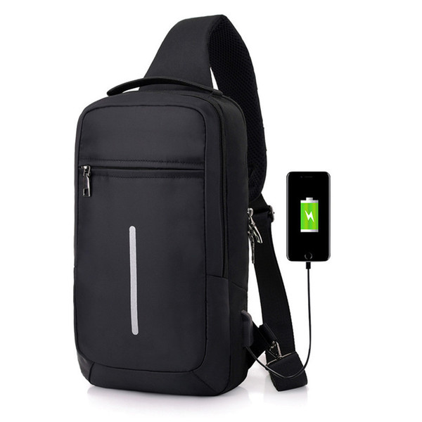 Htnbo 2019 Versatile Nylon Sling Bags Chest Bag For Men Usb Charging Crossbody Men's Bag Casual Travel Shoulder Handbags Bolsas