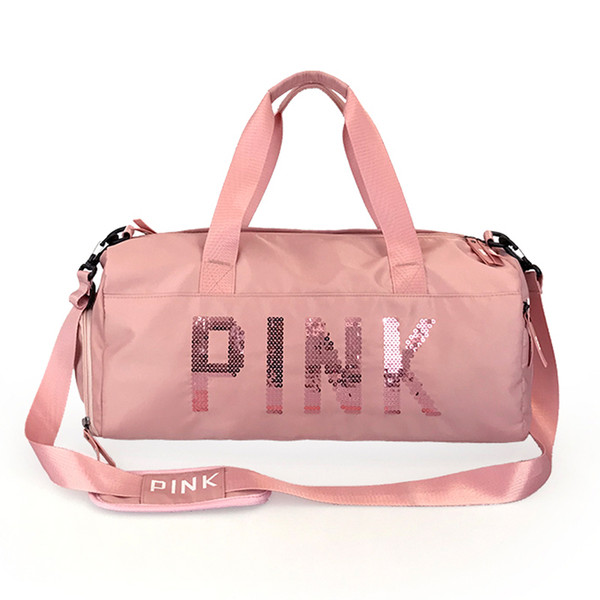 Designer- Sequins Pink Letter Shoulder Bags Oxford Cloth Multi Function Shoes Position Teenage Girls Handbag Traveling Waterproof Bag