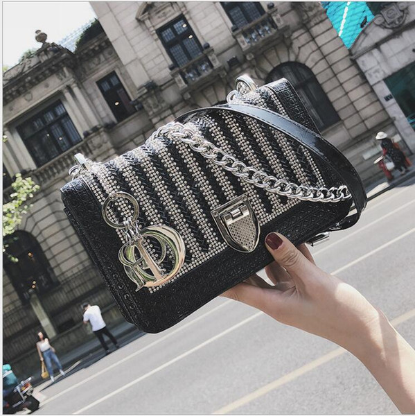 New women fashion chain single shoulder bag crossbody handbags lady evening purse female casual totes black/silver/gold color