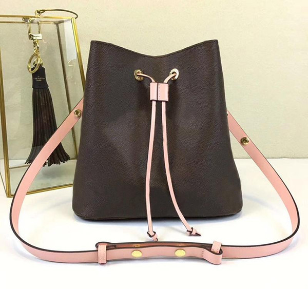 New shoulder bags with leather bucket bag women designer handbags high quality flower printing crossbody bag purse