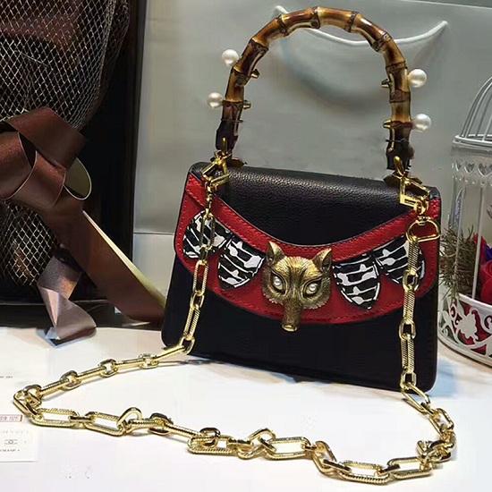 Fashion Broche bamboo handle bag women Genuine Leather handbags pearl fox heard insert crossbody bag women famous brand chain shoulder bags